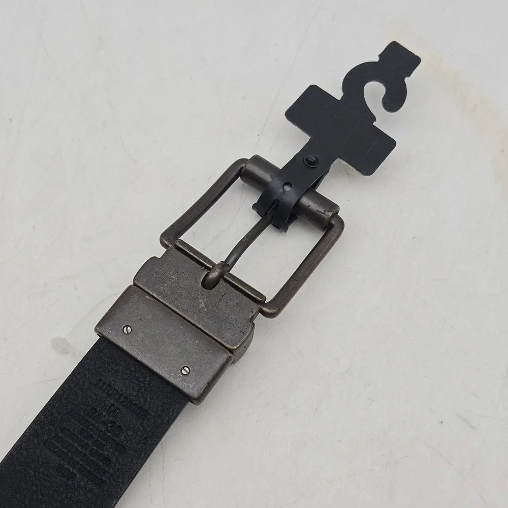 Rock & Republic Belt Brown Black Reversible Leather Mens 36 Bronze Buckle New
